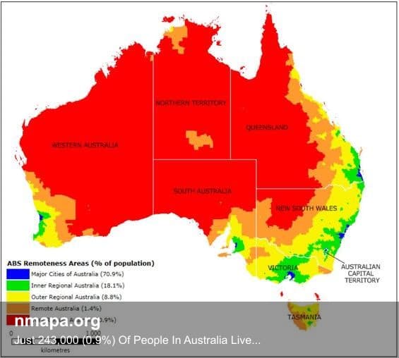 Just 243,000 (0.9%) Of People In Australia Live In The Red Area Map