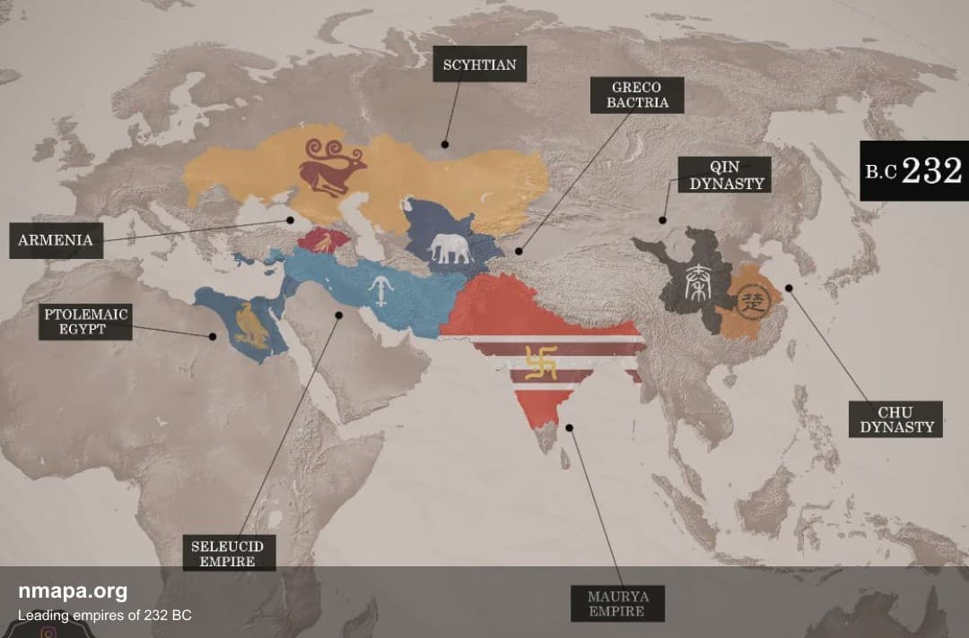 Leading empires of 232 BC Map