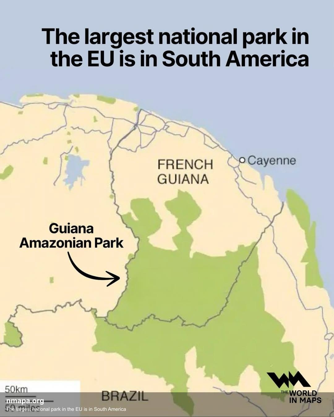 The largest national park in the EU is in South America Map