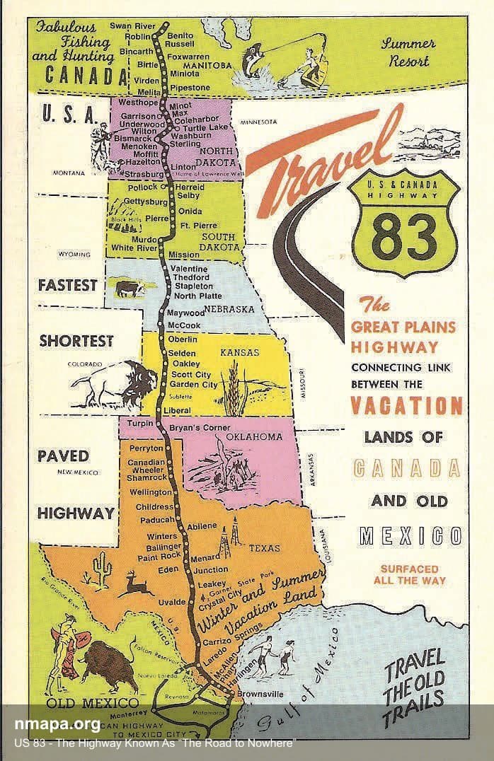 US 83 - The Highway Known As “The Road to Nowhere” Map