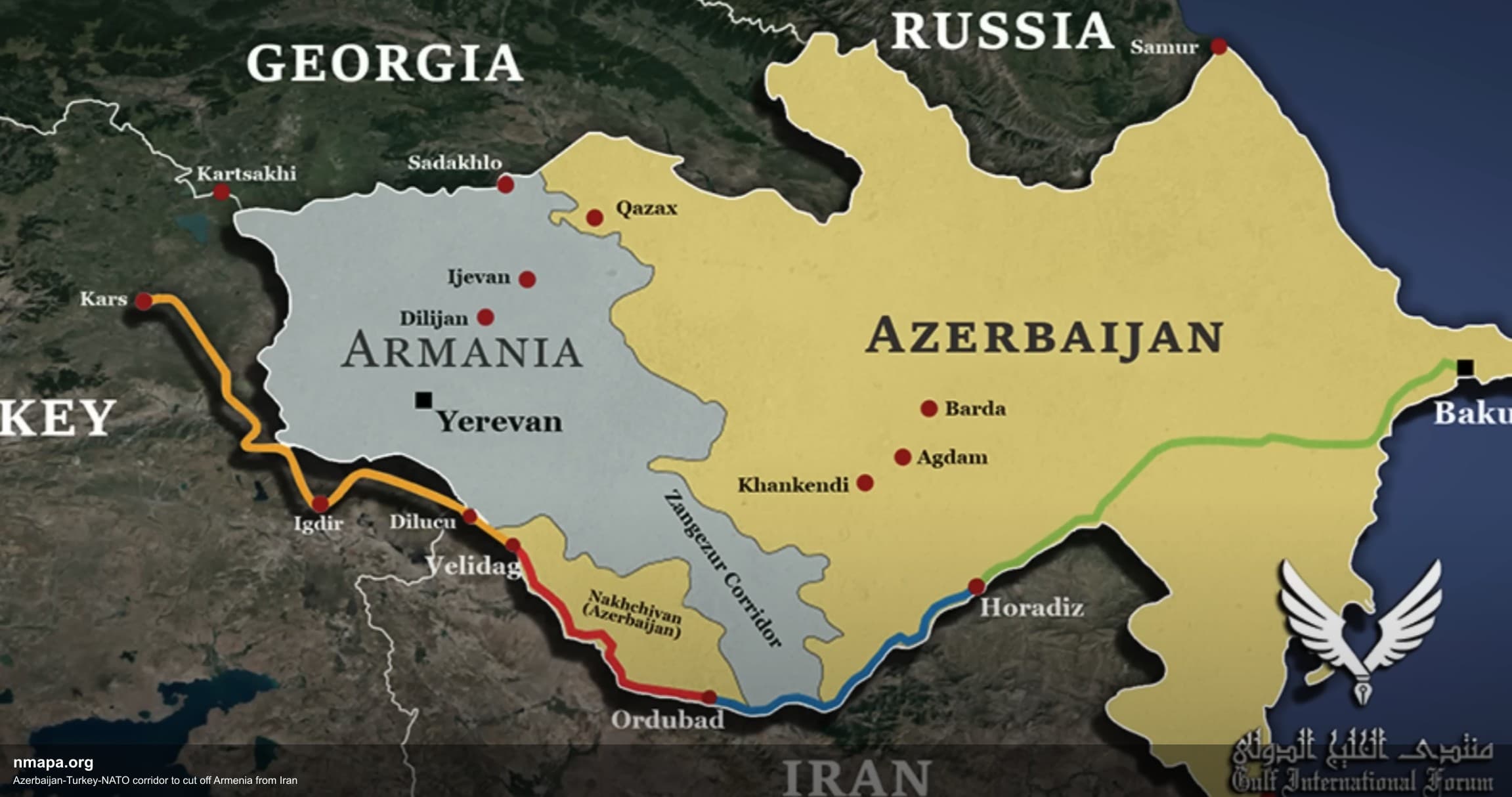 Azerbaijan-Turkey-NATO Corridor Map
