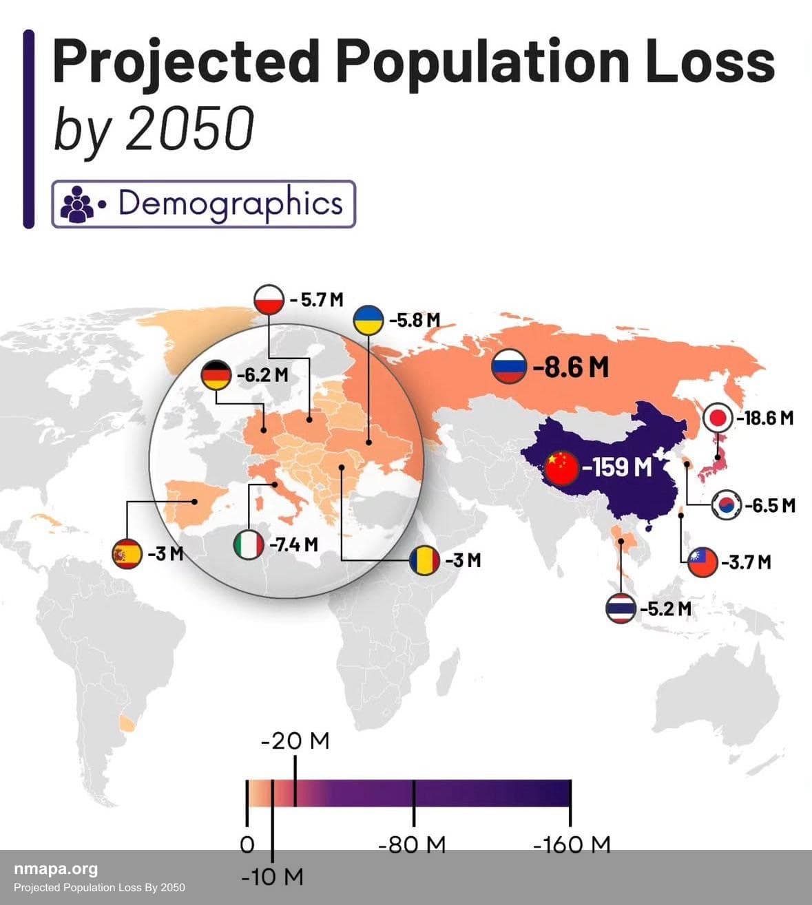 Stunning Map Reveals Projected Population Loss By 2050