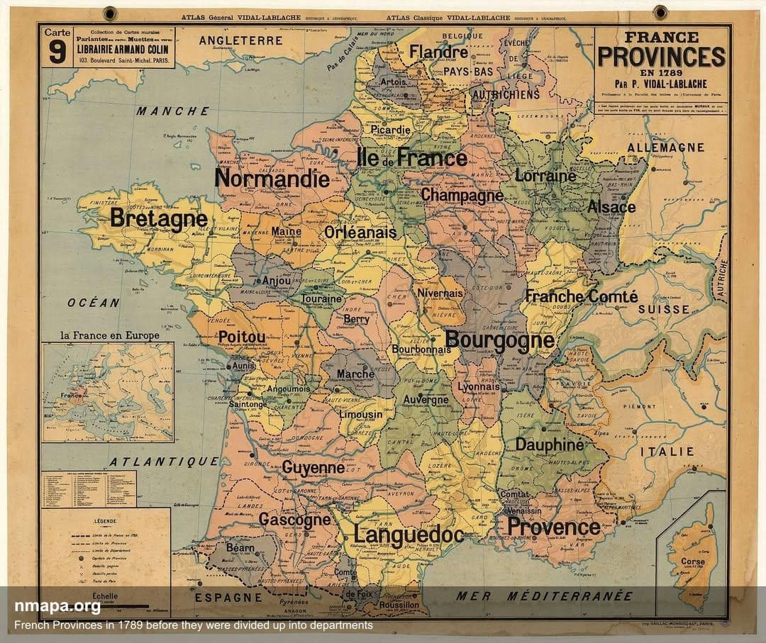 French Provinces Map of 1789