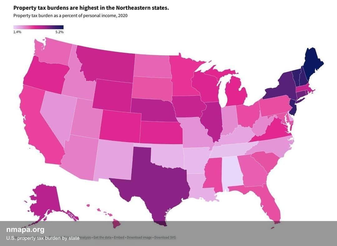 U.S. Property Tax Burden by State Map