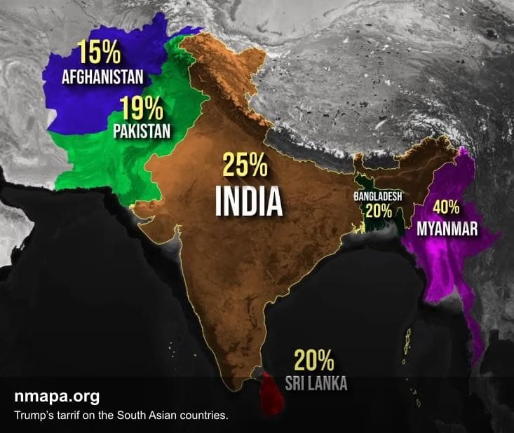 Tariff Rates Map of South Asian Countries