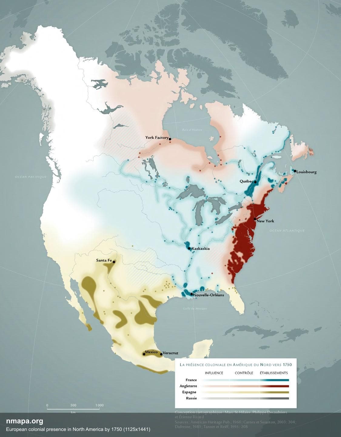 European Colonial Presence in North America Map