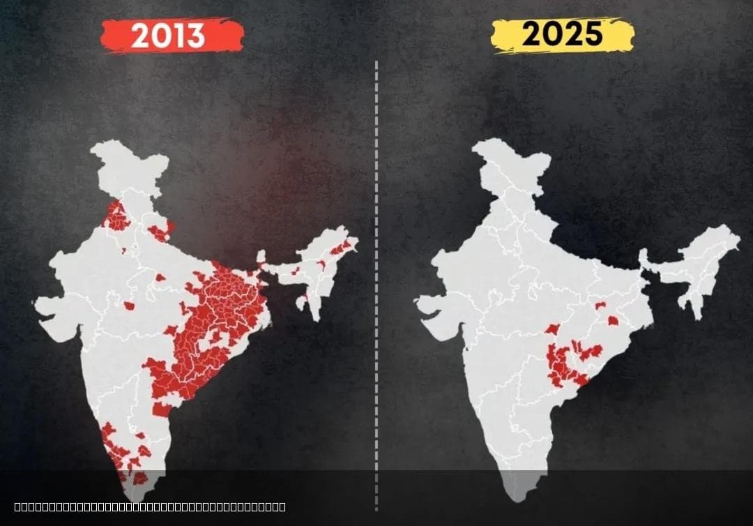 Decline of Left Wing Extremism in India Map