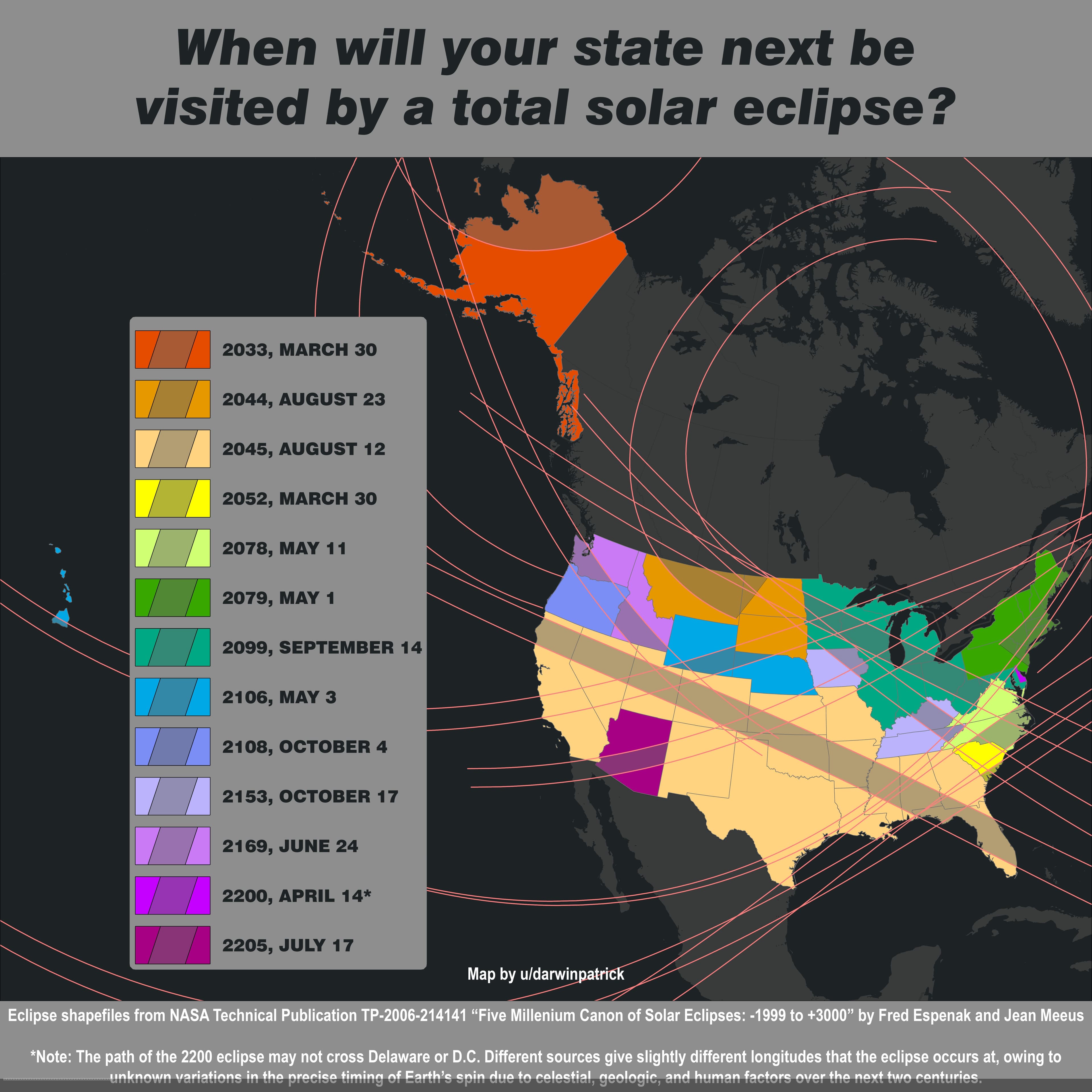 Total Solar Eclipse Next Visit Map by State