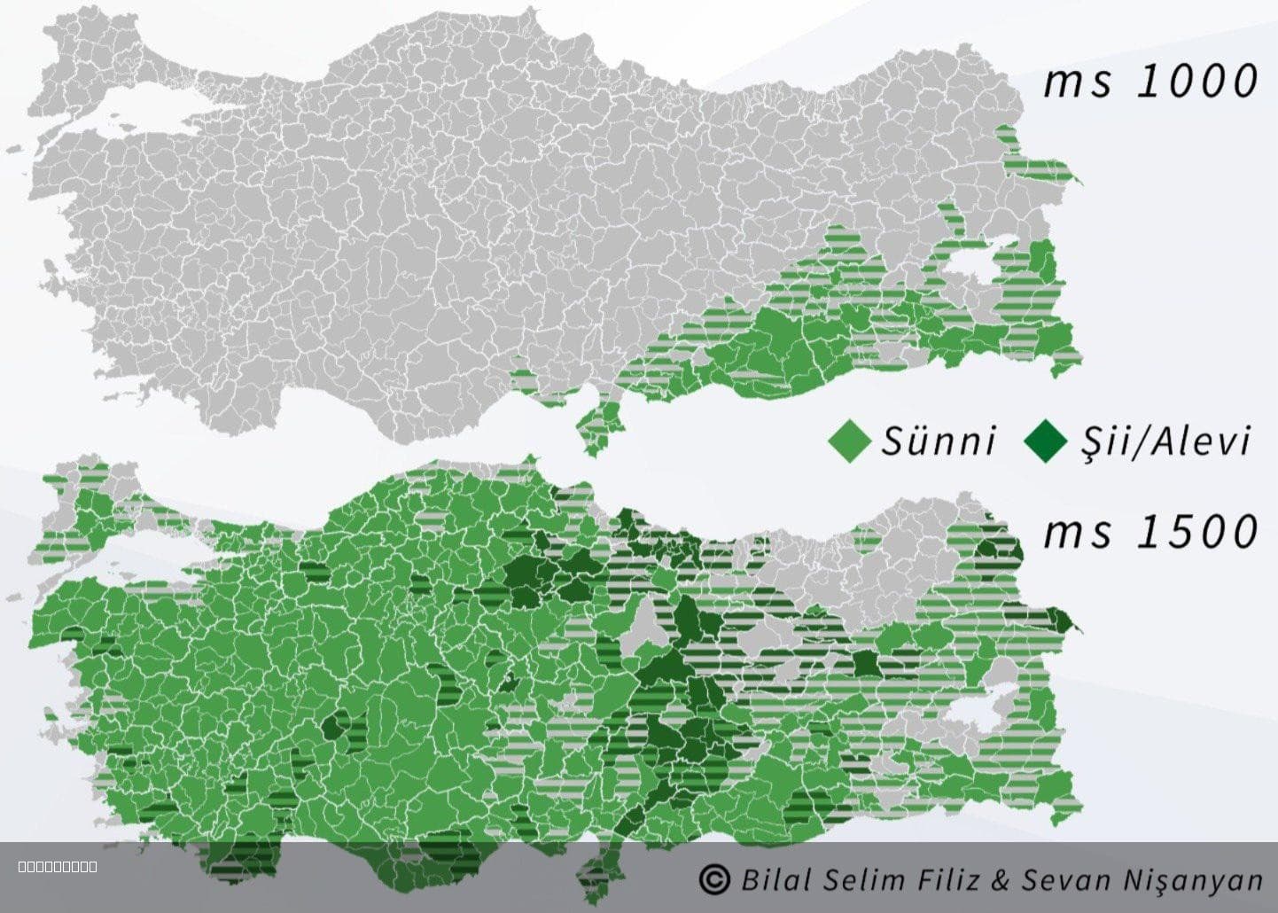 Islam in Turkey 1000 and 1500 Map
