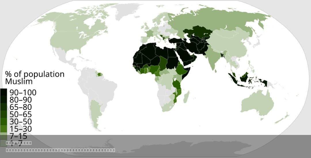 % of Muslim Population by Country Map