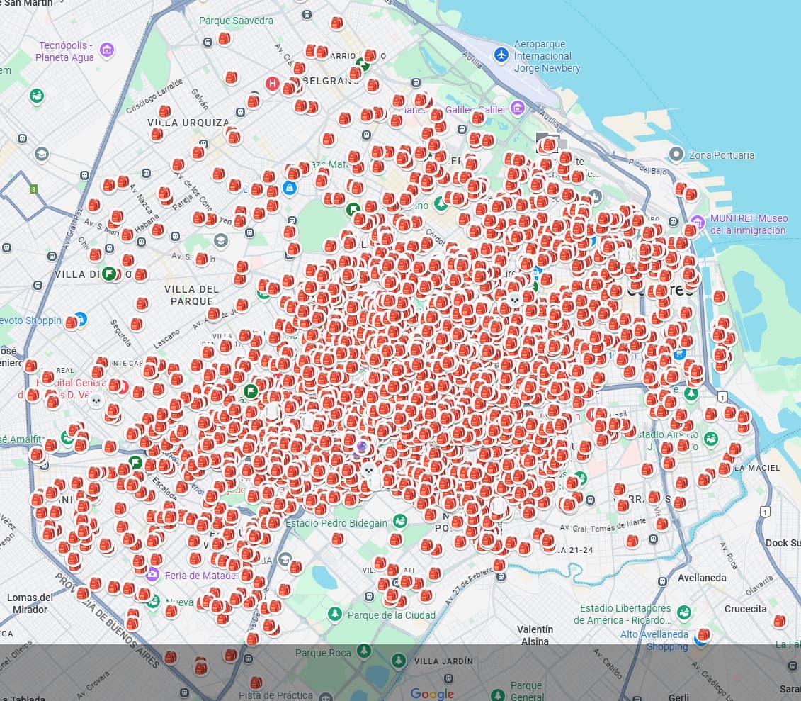 Map of Delivery Locations in Buenos Aires
