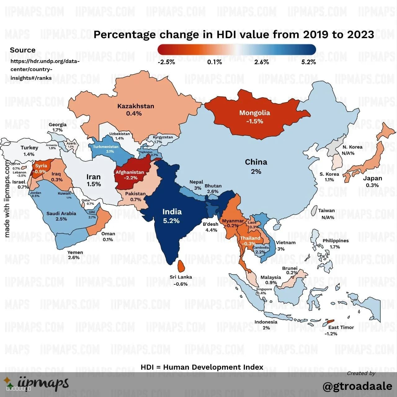 Human Development Index Map of Asia