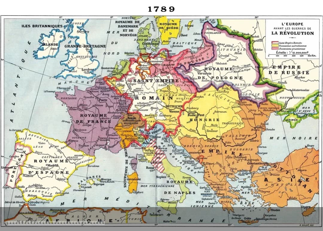 1915 French Map of Europe in 1789