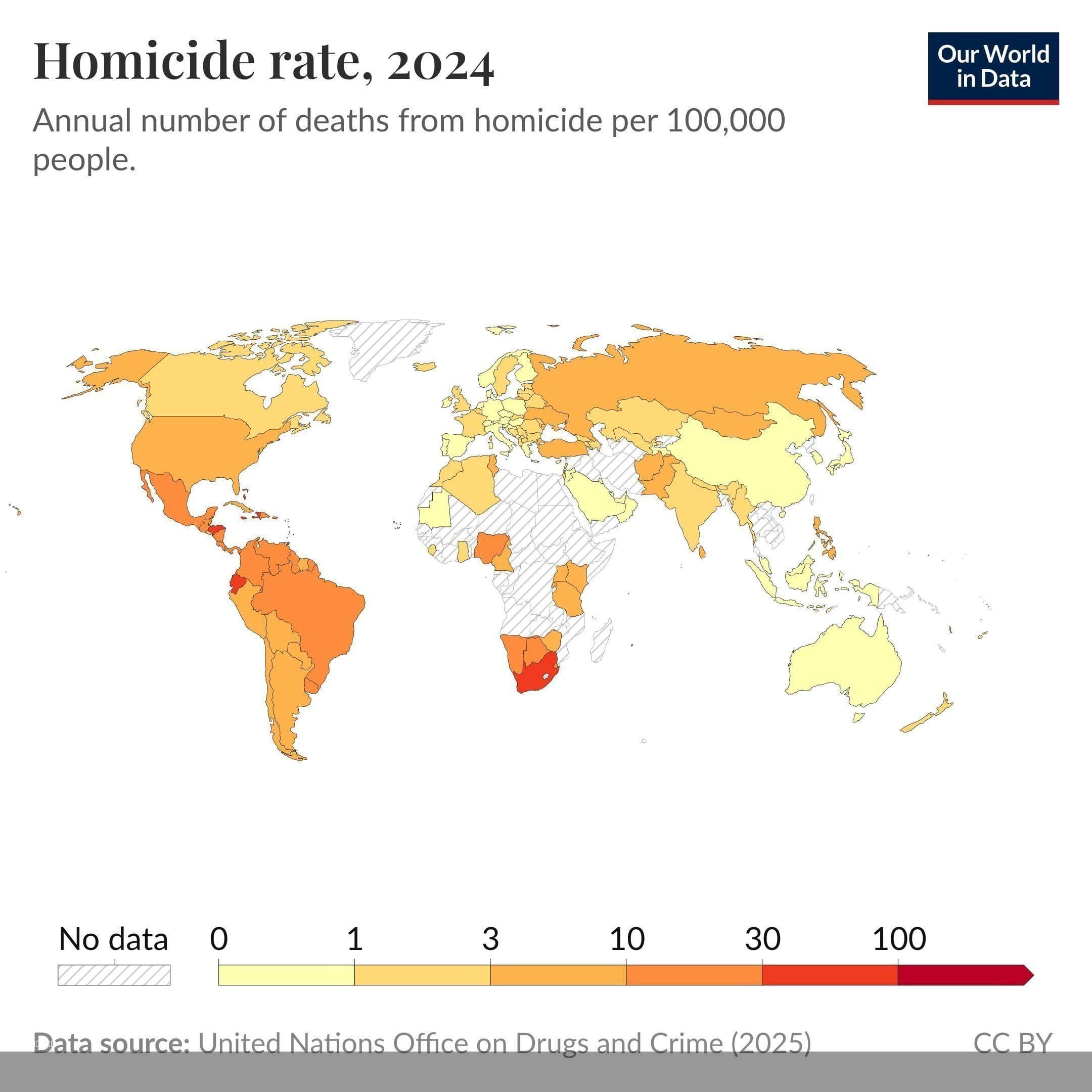 Homicide Rate Map by Country