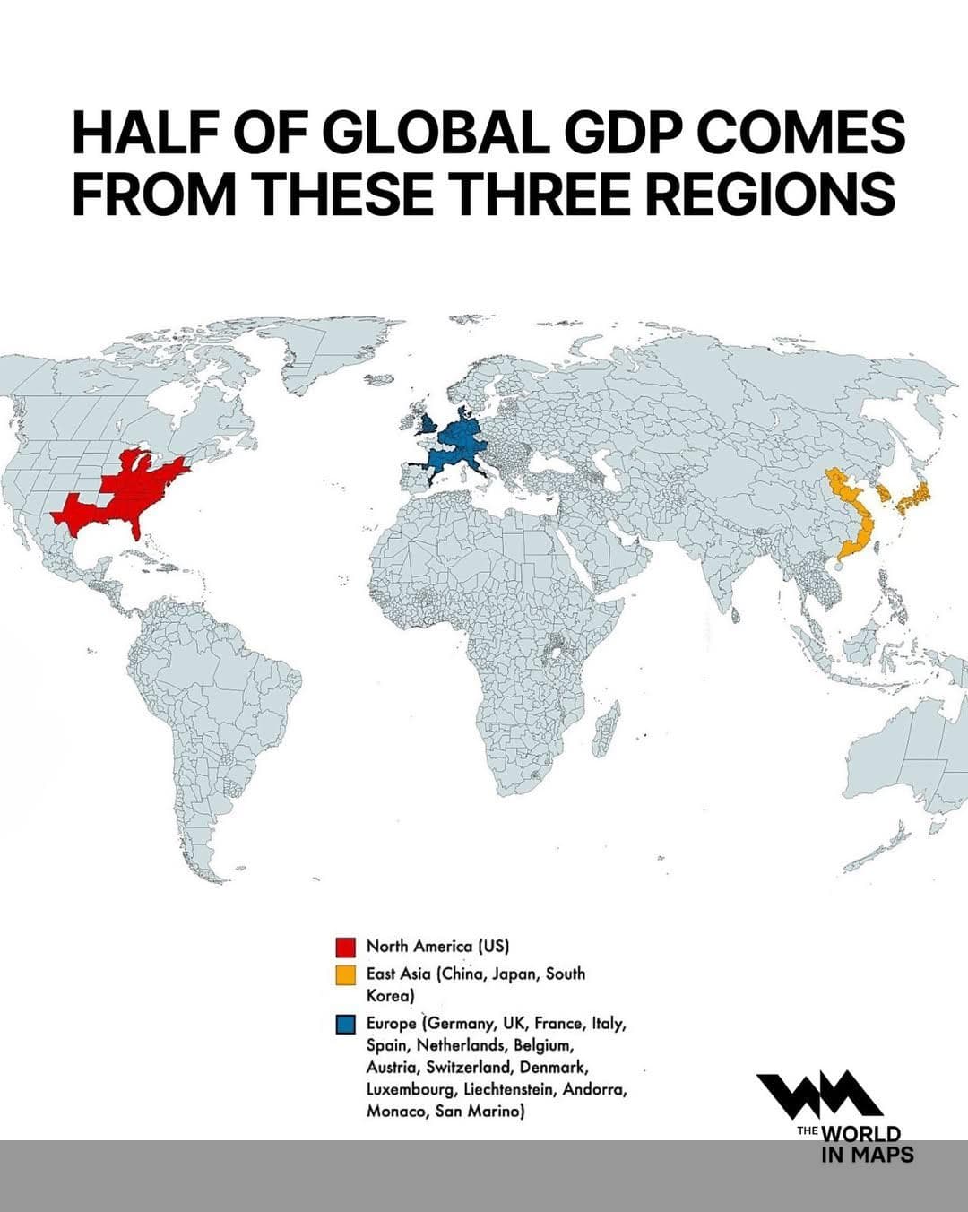 Global GDP Distribution by Region Map