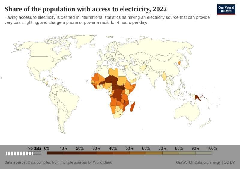 Access to Electricity in 2022 Map