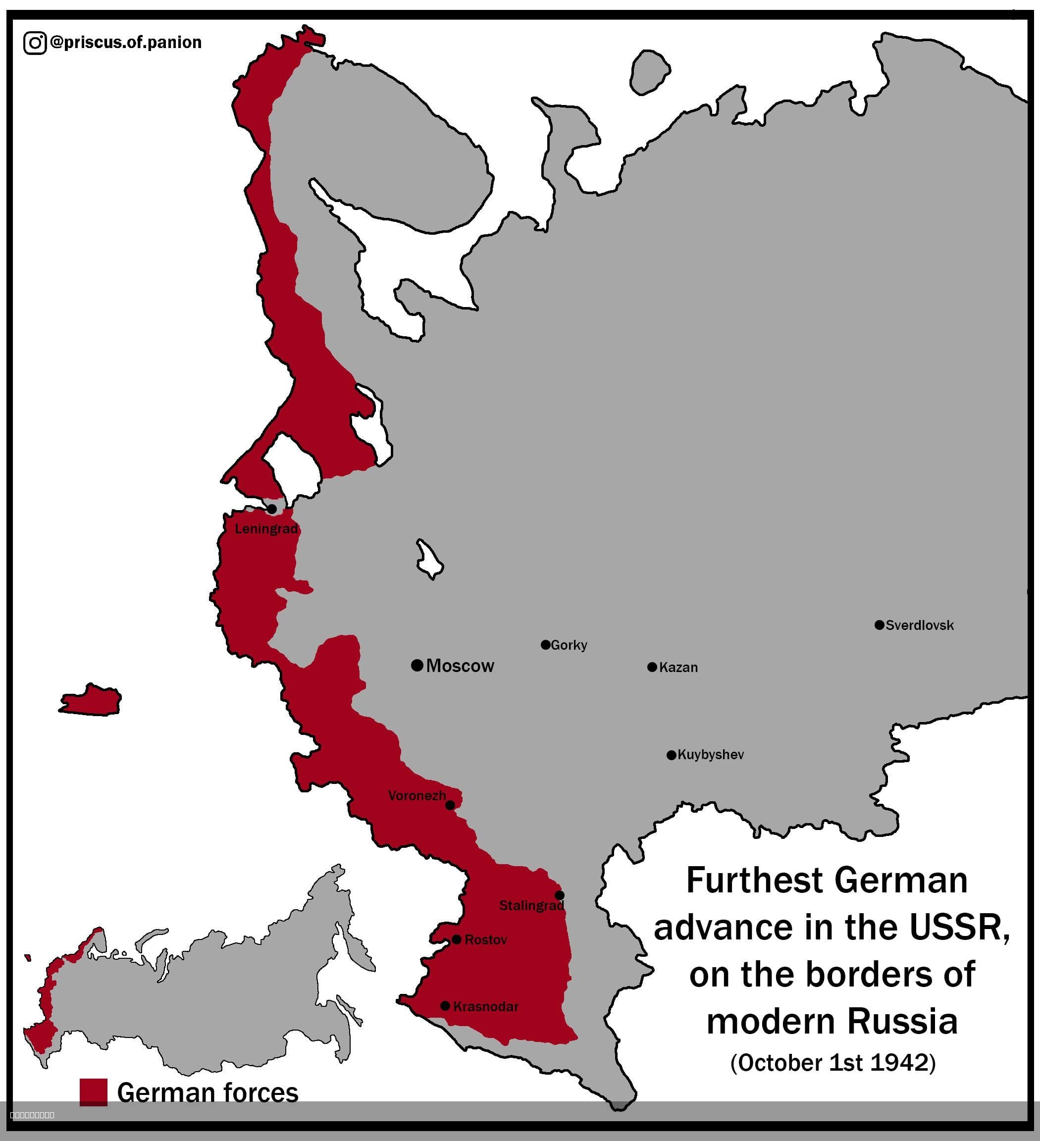Map of the Furthest German Advance into the USSR
