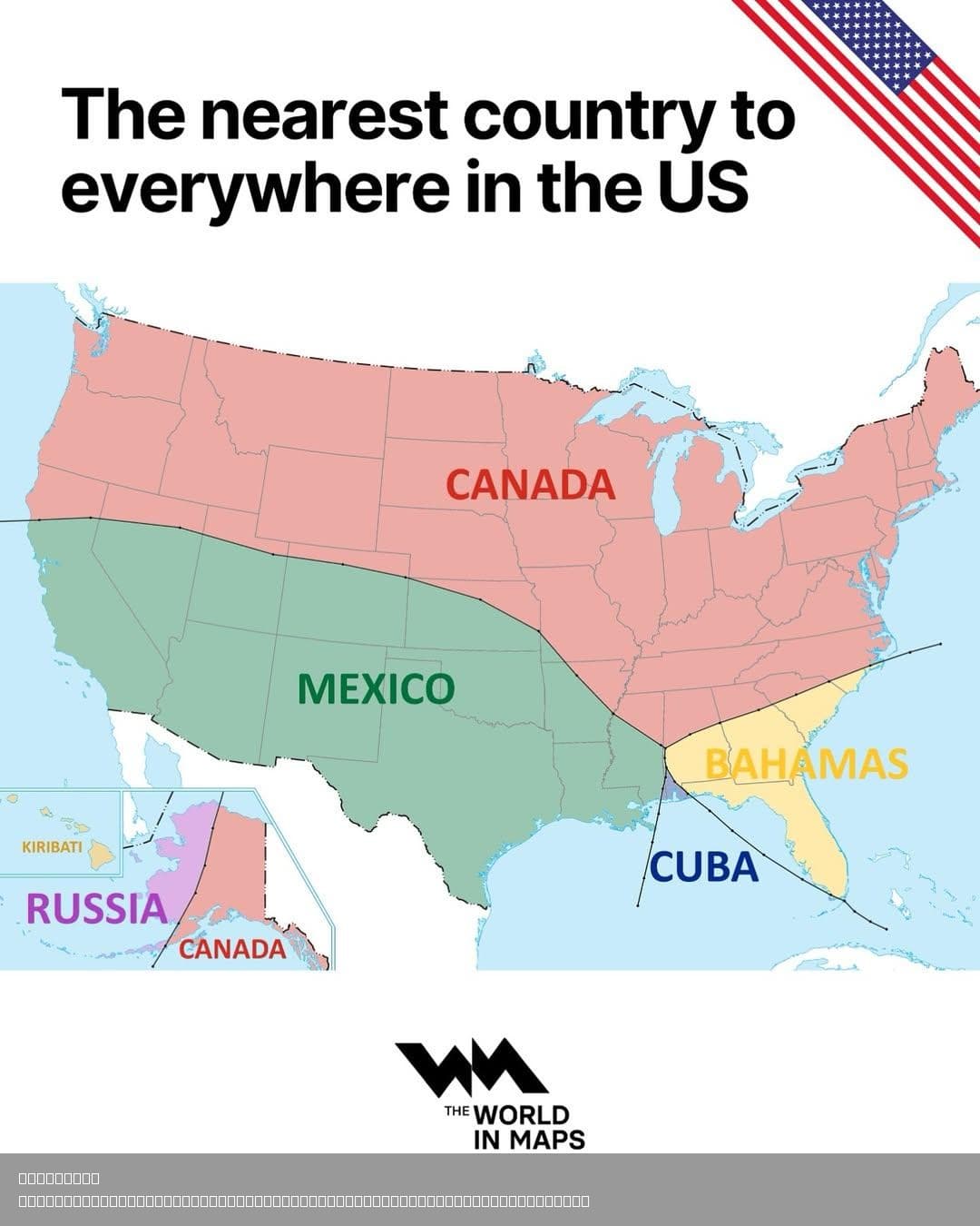 Nearest Foreign Country to Every Point in the United States Map