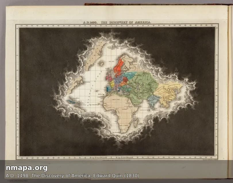 Map of America in A.D. 1498 by Edward Quin