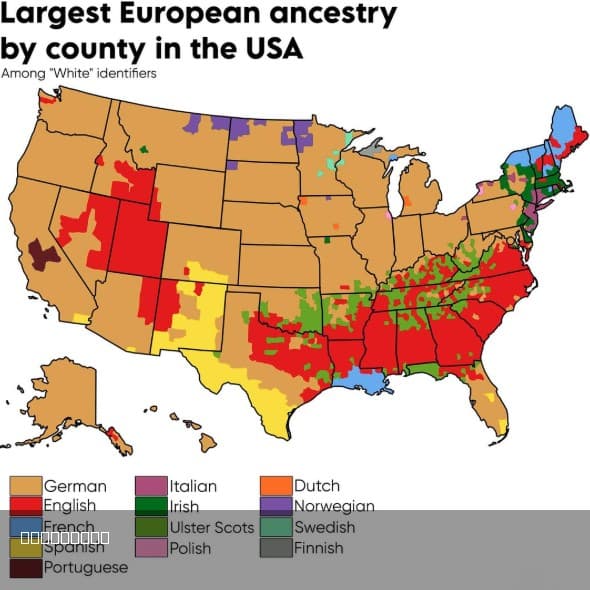 Largest European Ancestry in the US Map