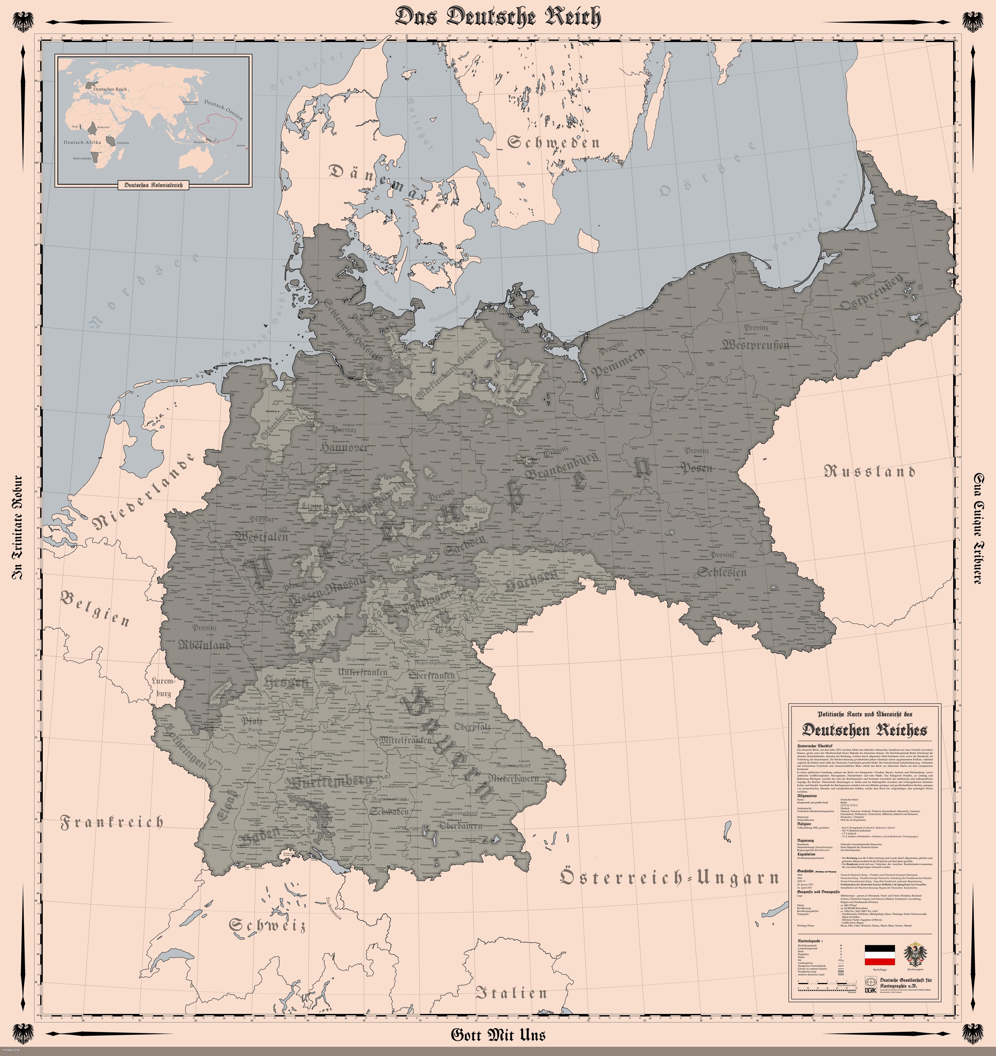 Map of the German Empire in 1914