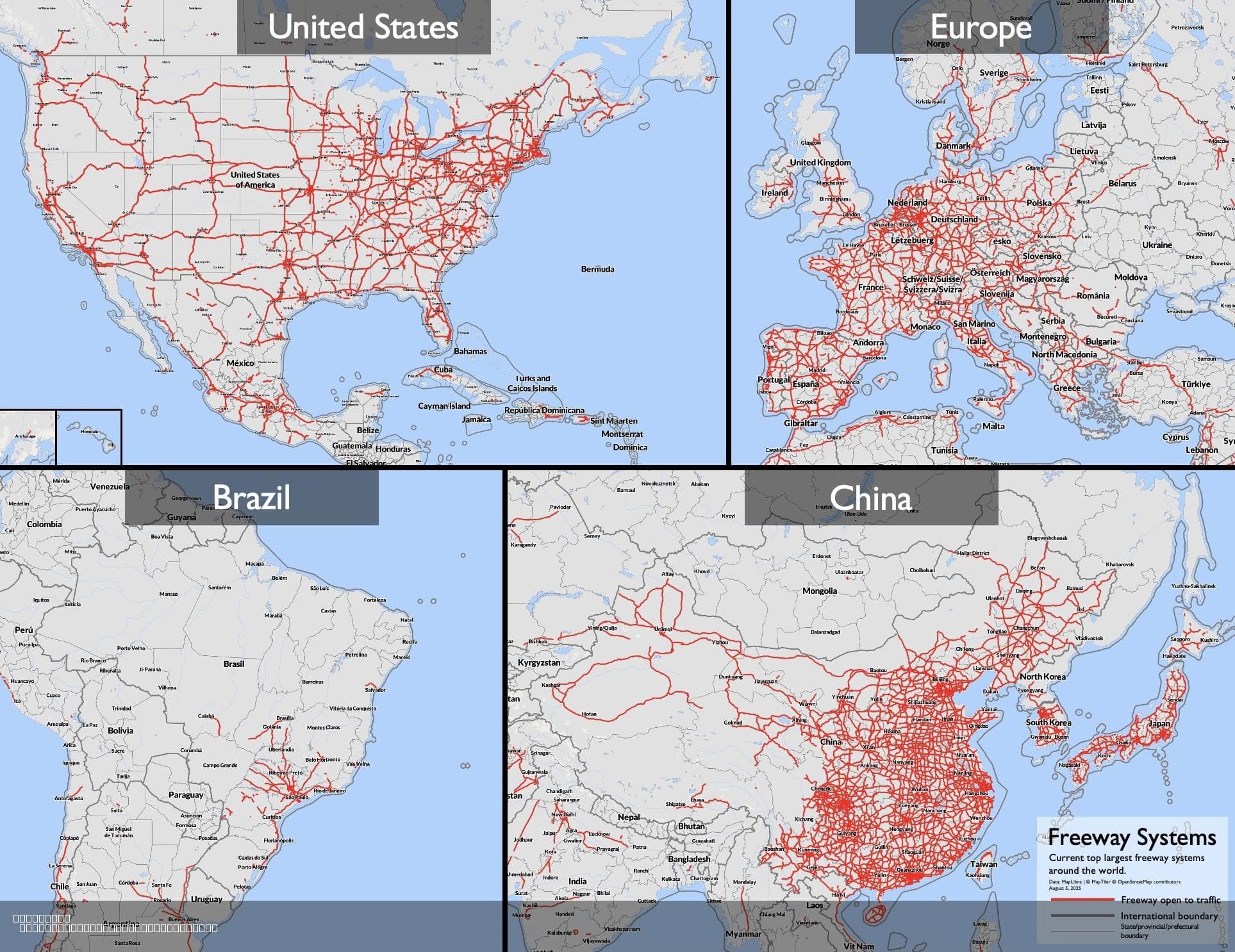 Largest Freeway Systems in 2025 Map