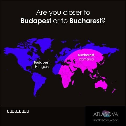 Proximity Map of Budapest and Bucharest