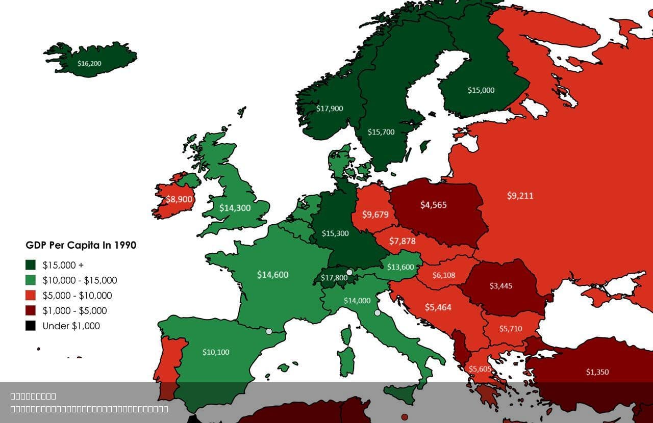 GDP Per Capita by Country Map 1990