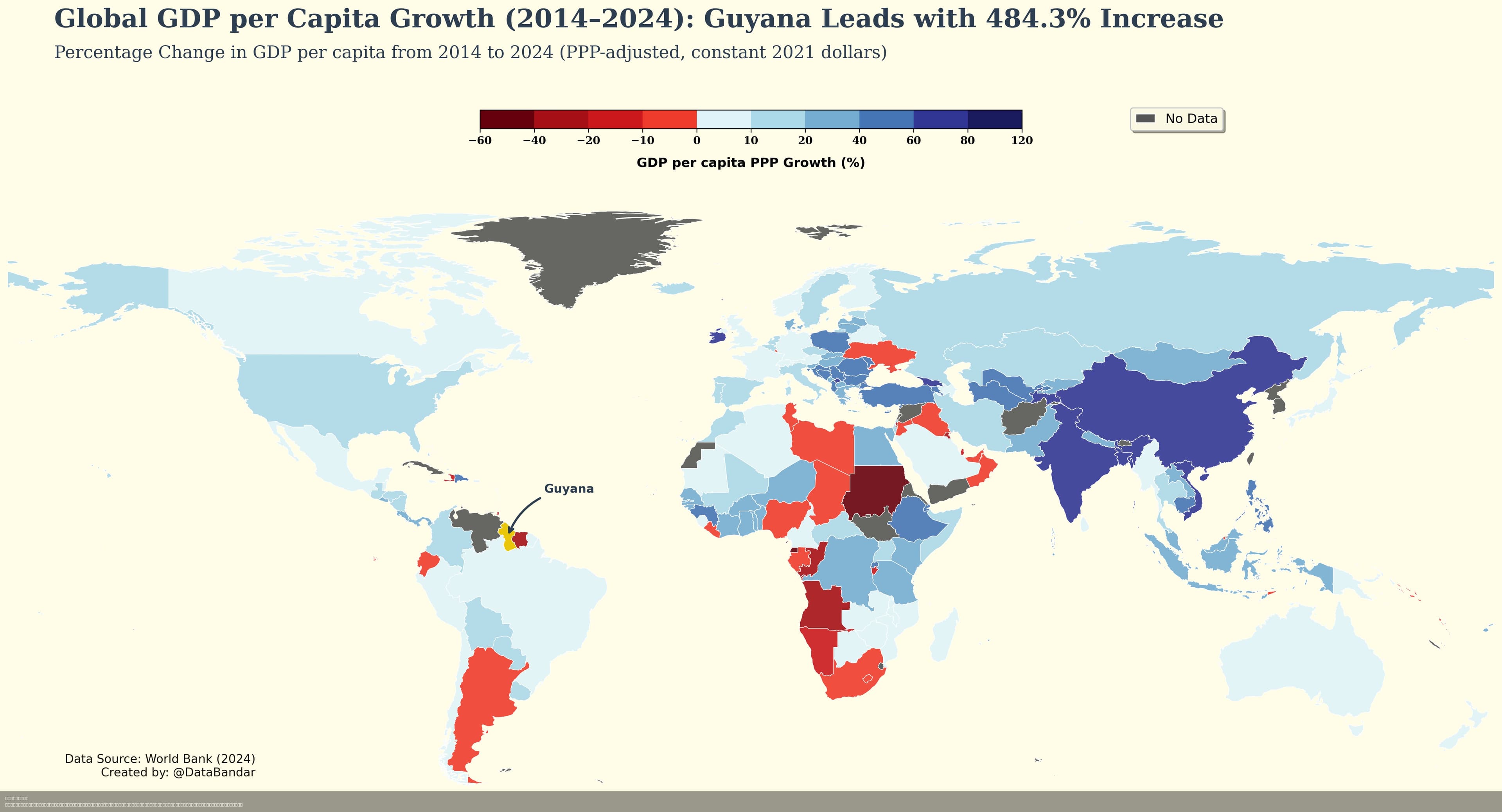 GDP Per Capita Growth Map of Guyana