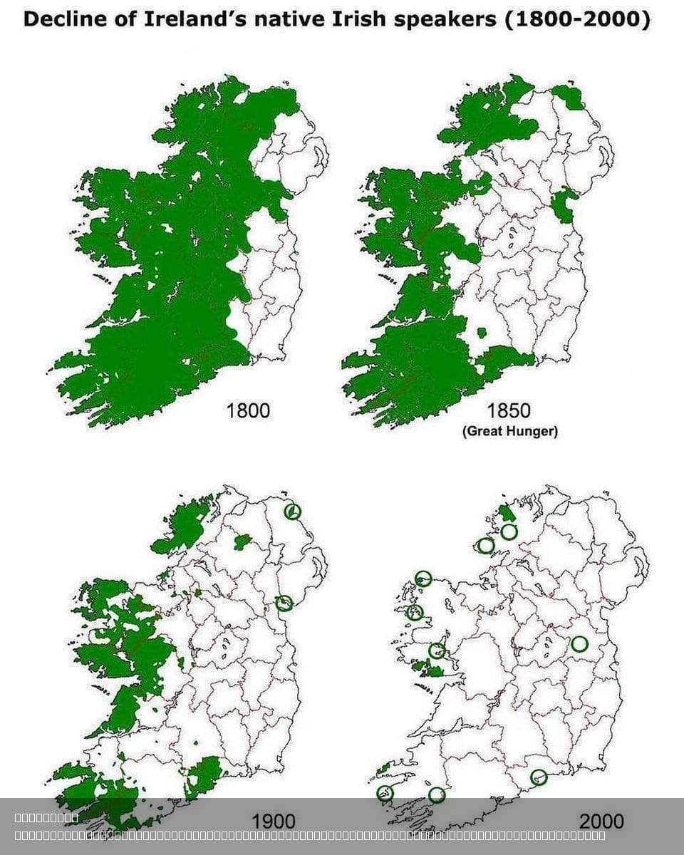 Decline of Native Irish Speakers Map