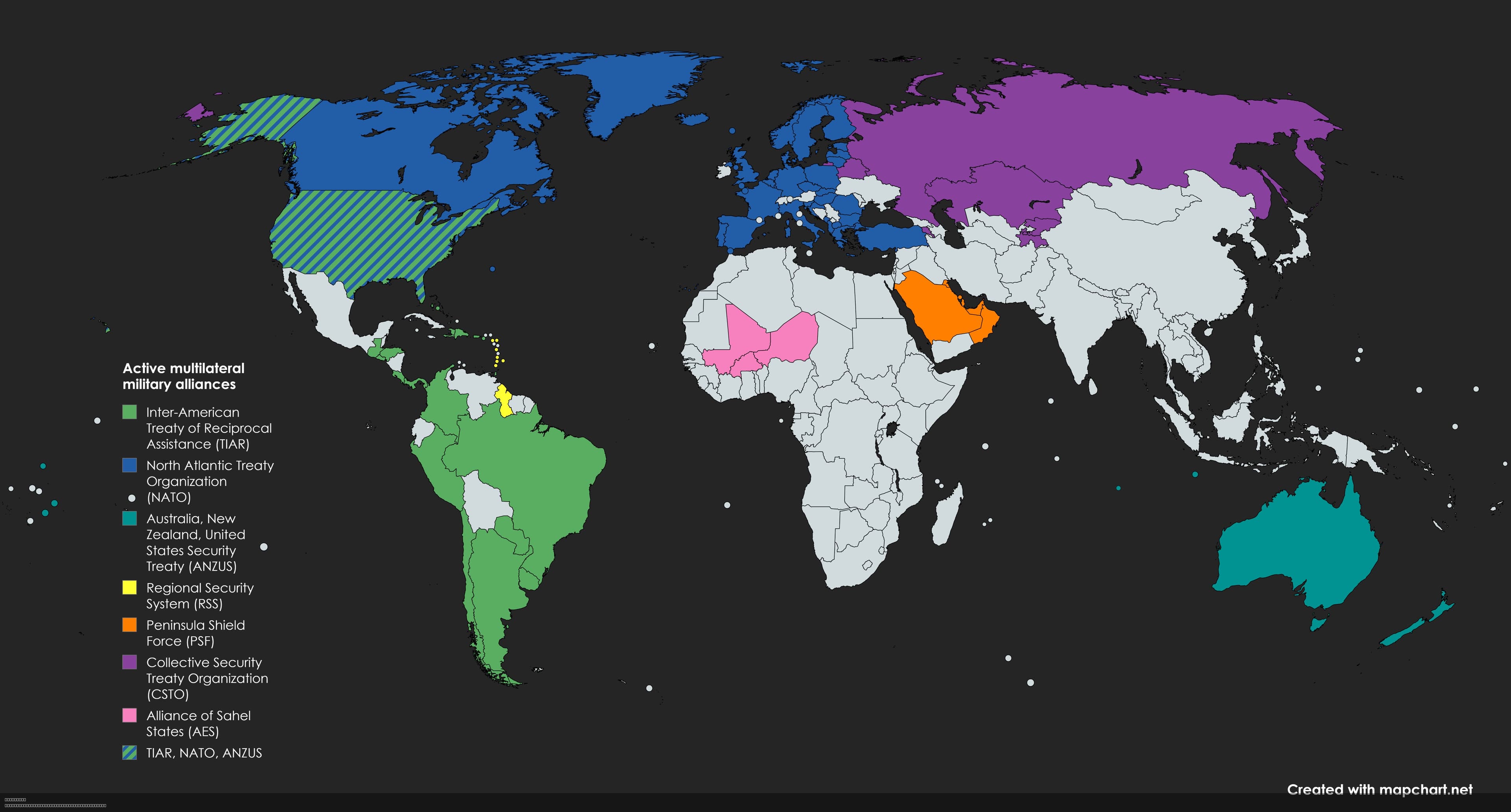 Active Multilateral Military Alliances Map