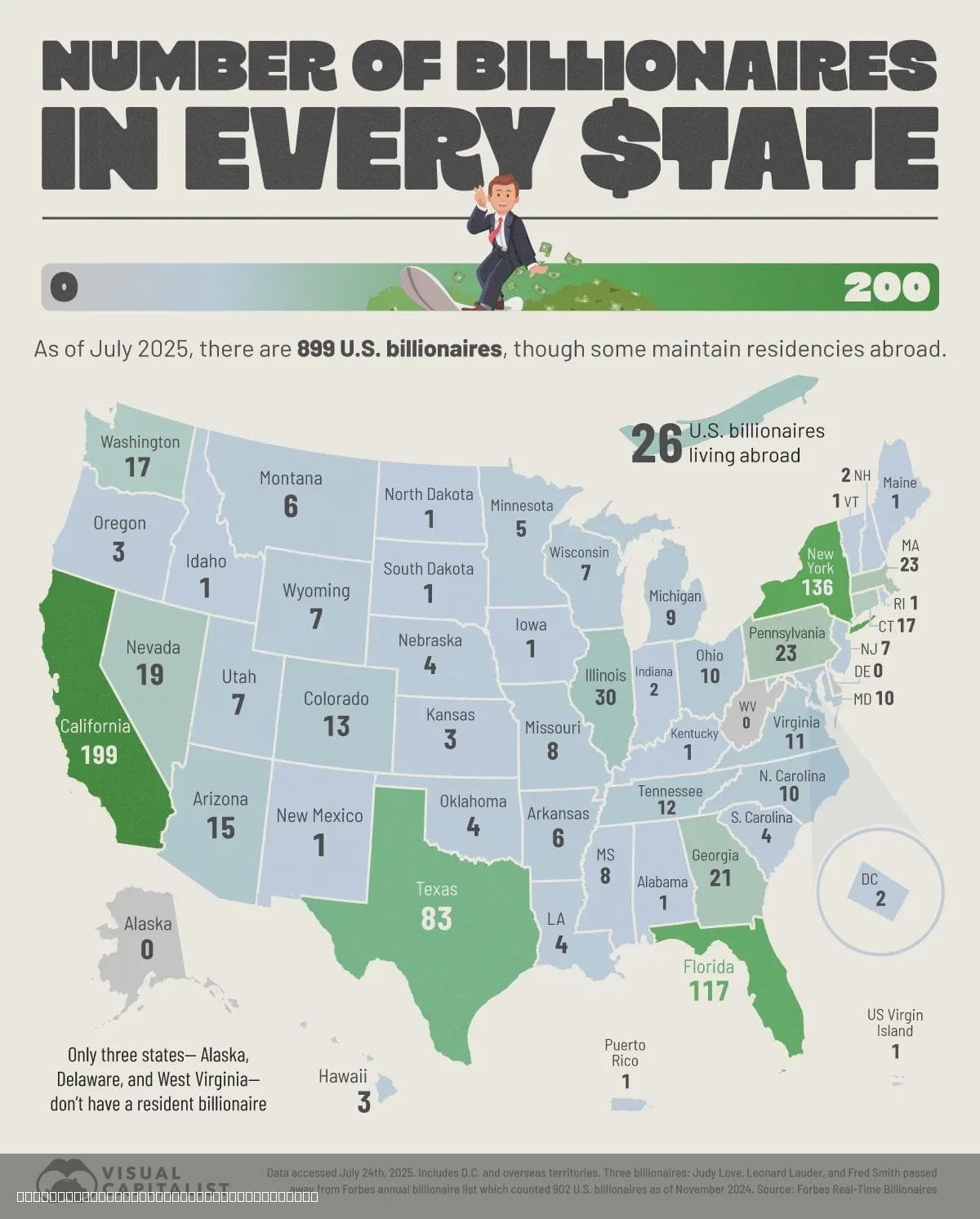 Billionaires by State Map