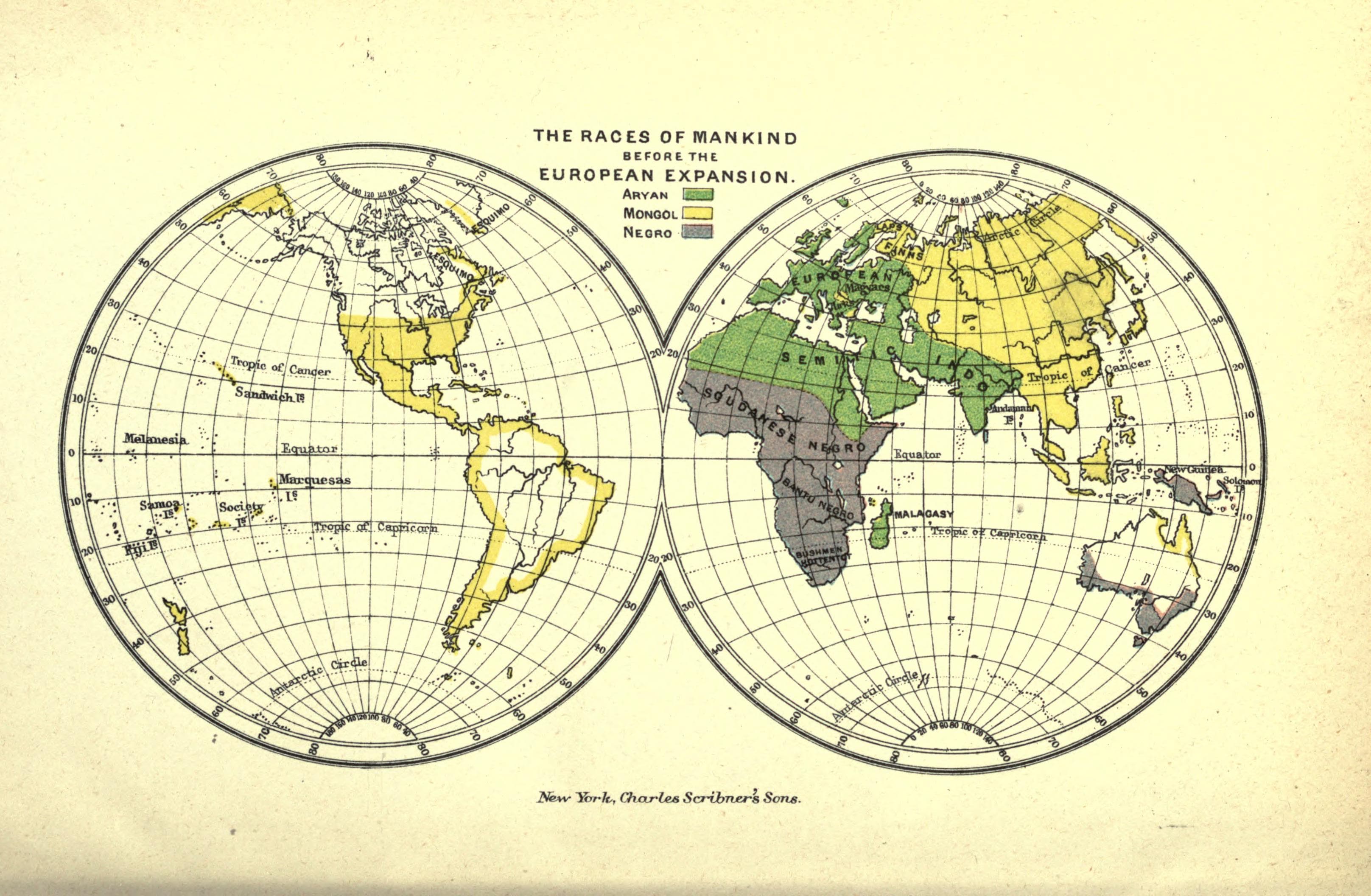 Races of Mankind Map Before European Expansion