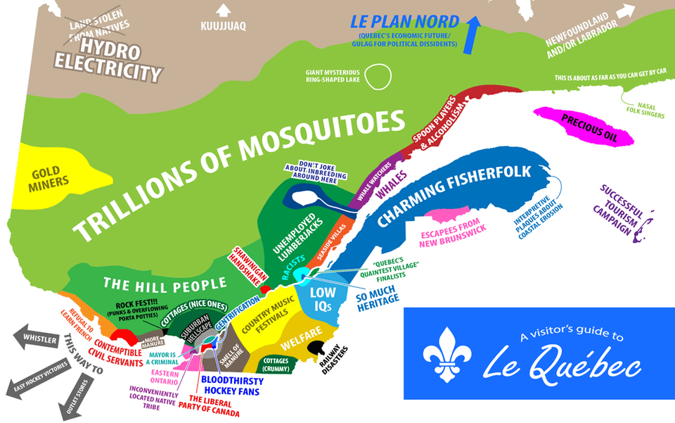 Regions of Québec and Their Stereotypes Map