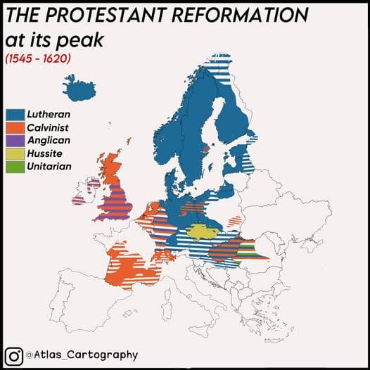 Protestant Reformation Map of Europe 1545-1620