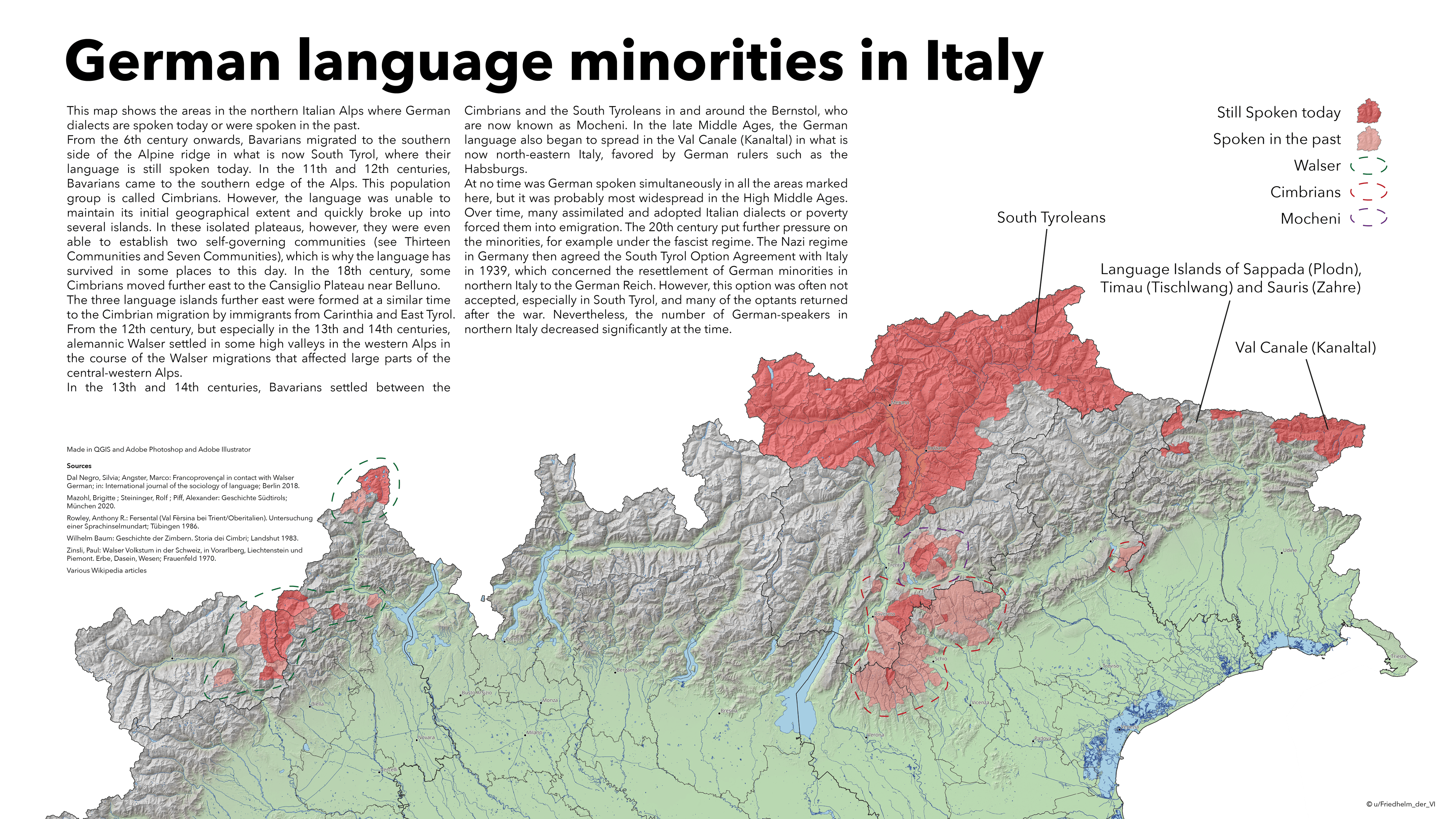 German Language Minorities in Italy Map