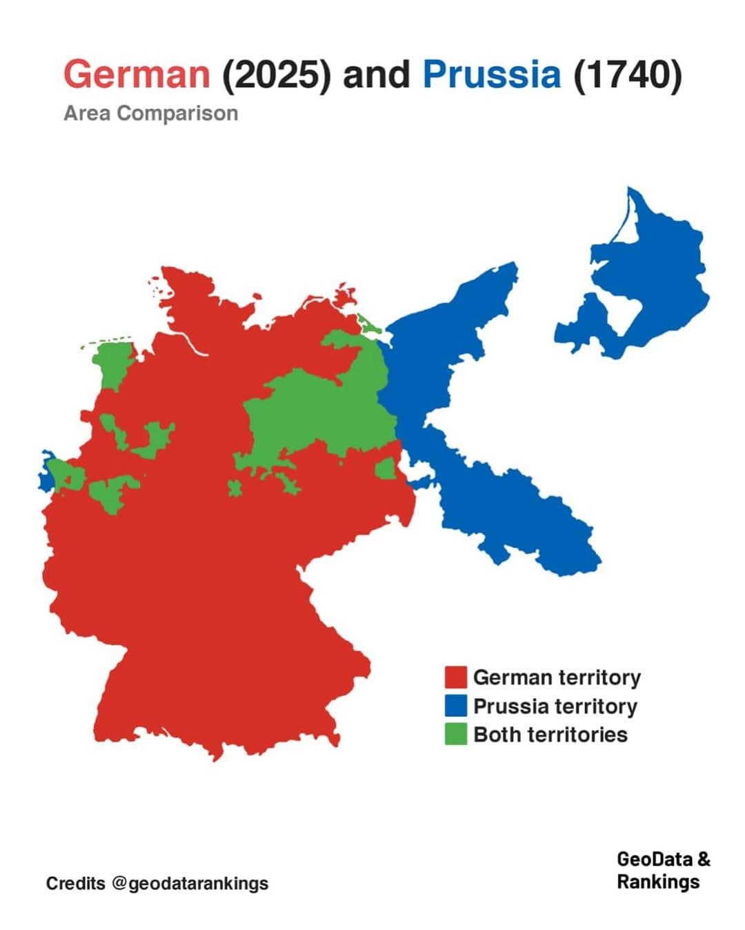 Germany and Prussia Area Comparison Map