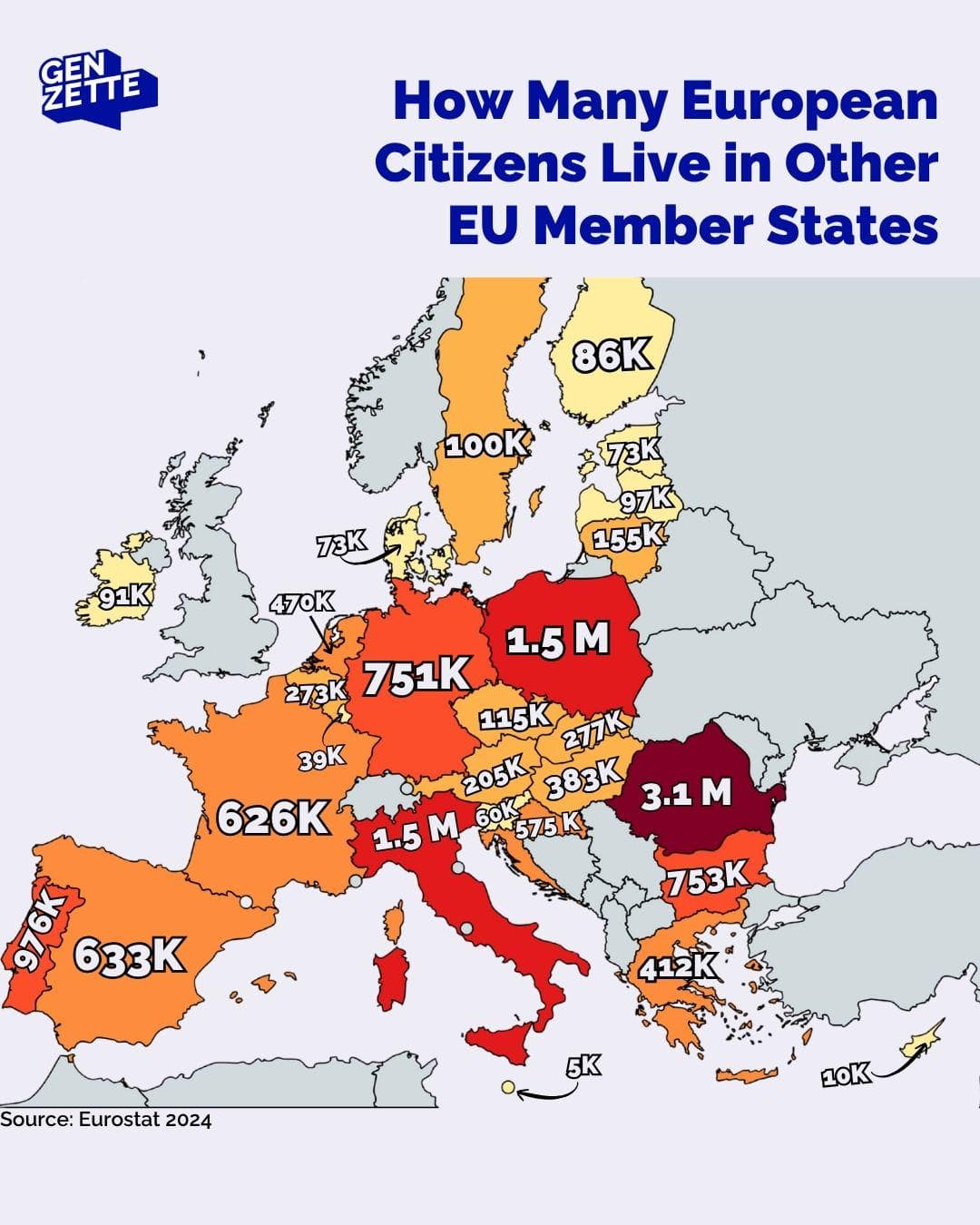 Map of European Citizens Living in Other EU States