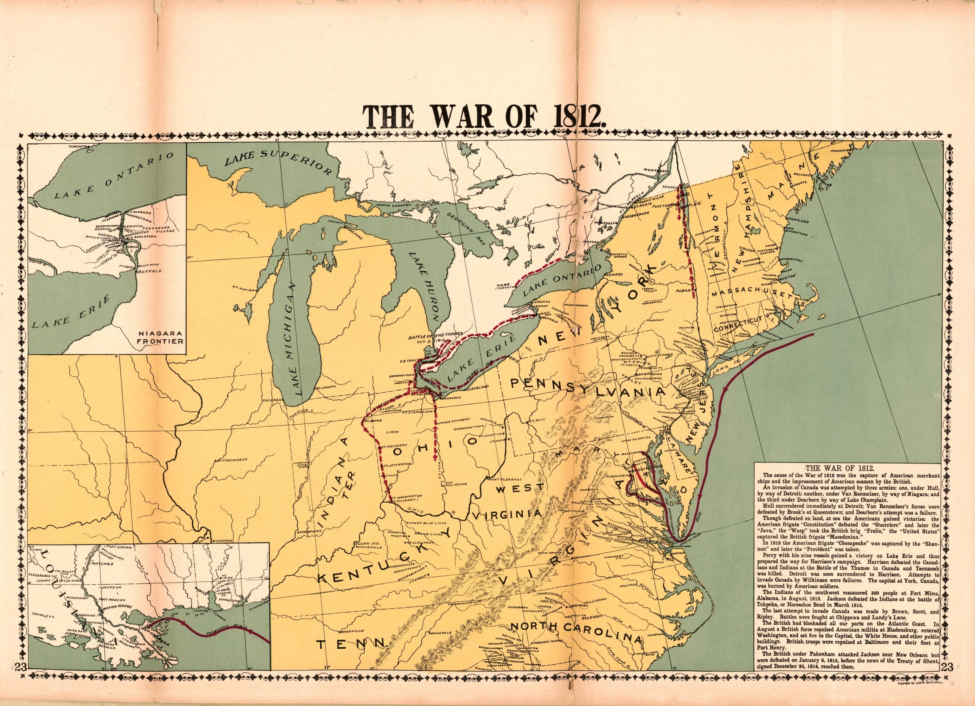 War of 1812 Battle Locations Map