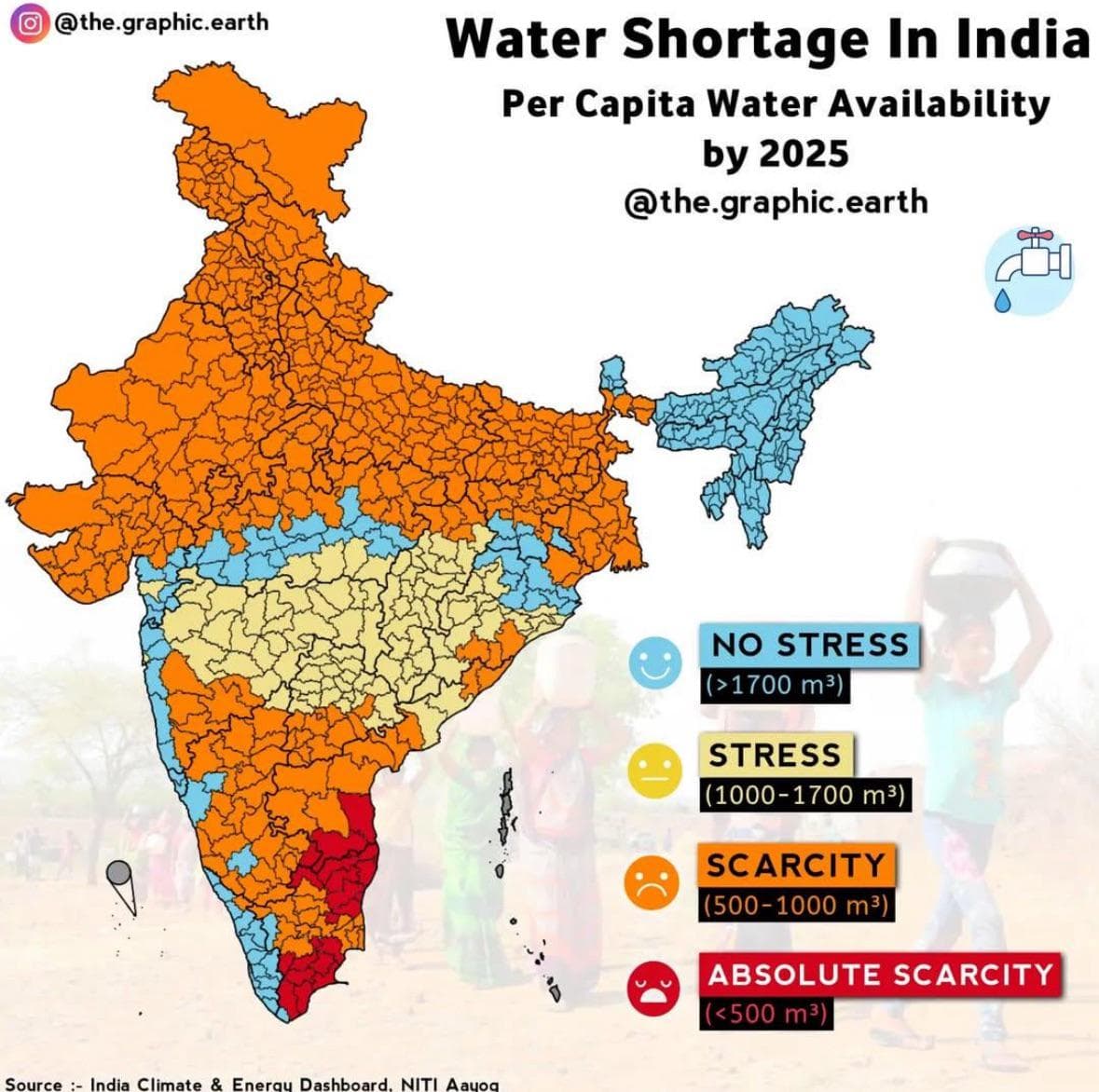 Water Shortage in India Map