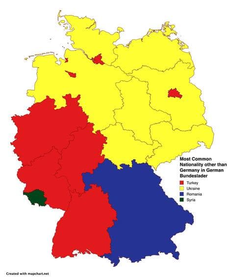 Most Common Nationality Other Than German Map