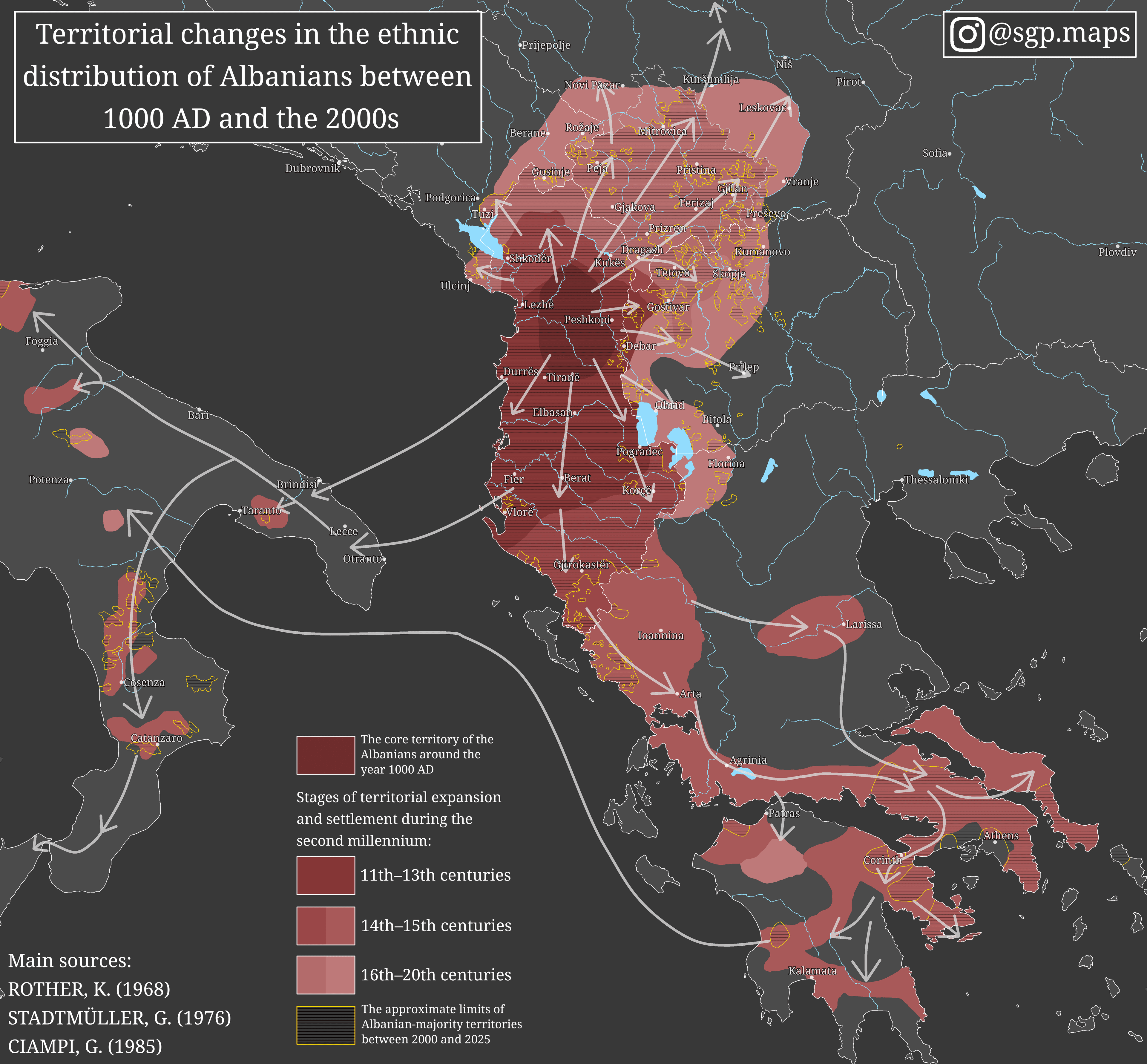 Ethnic Distribution Changes of Albanians Map