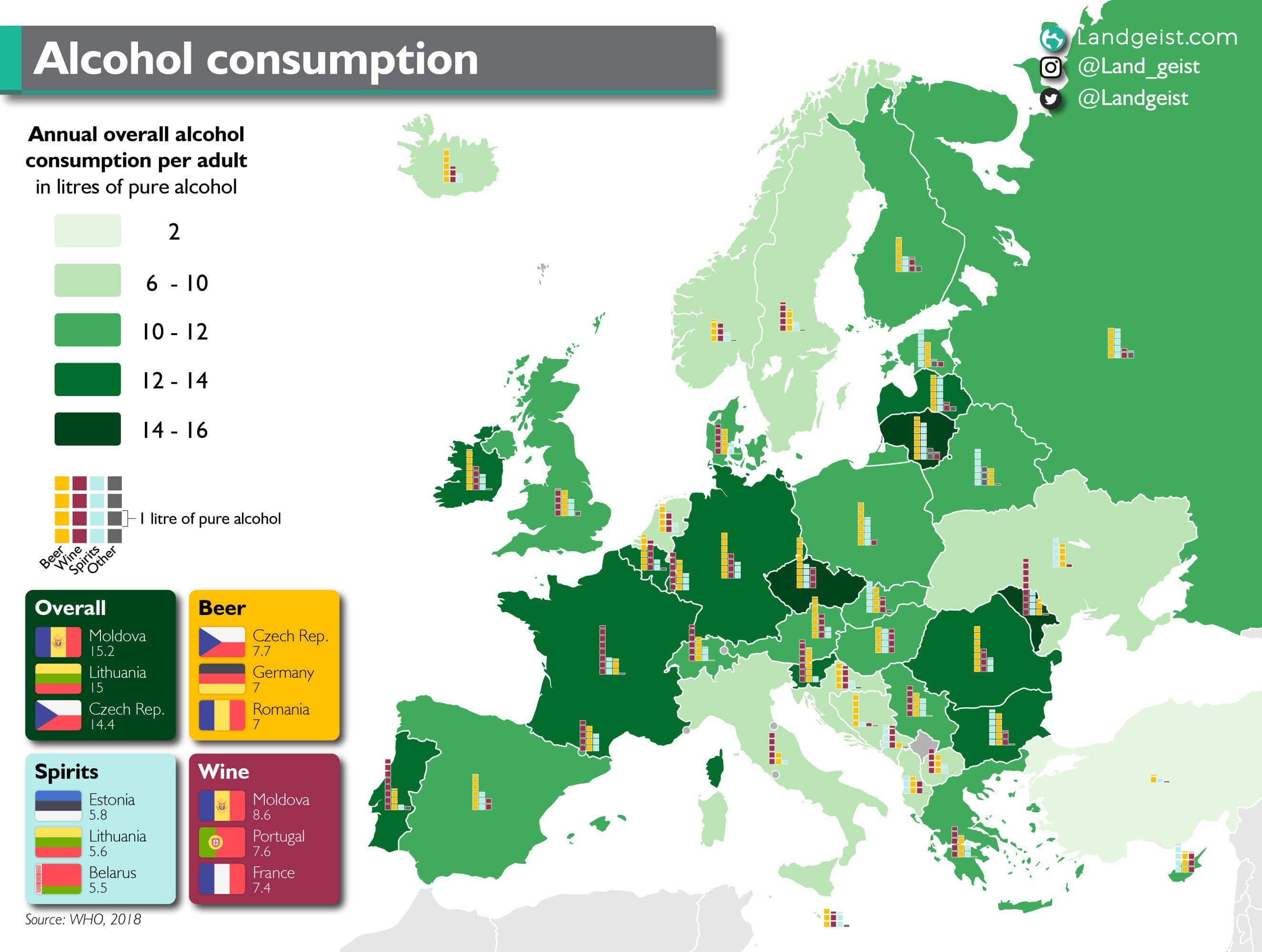 European Alcohol Consumption Map 2024