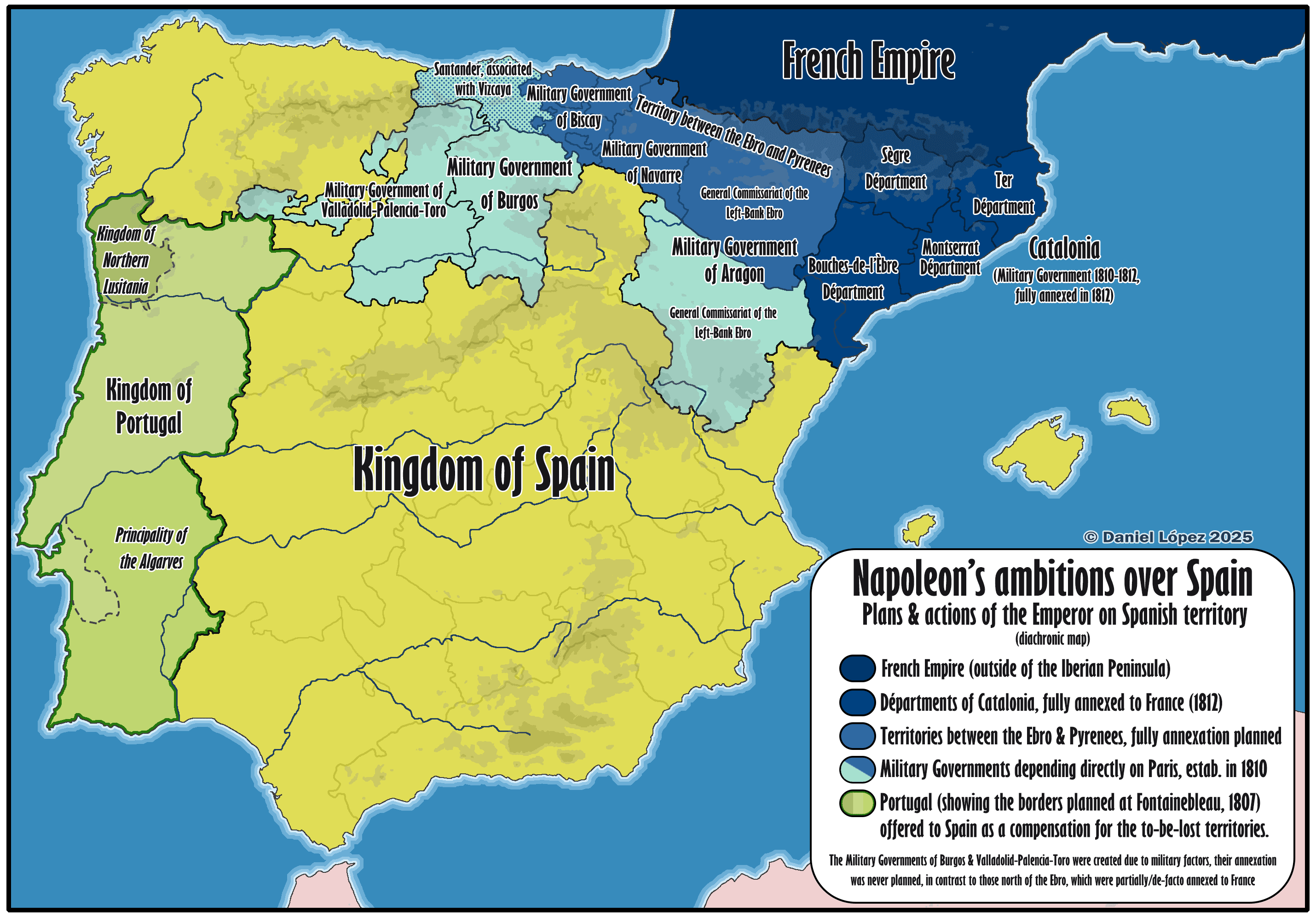 Map of Napoleon's Territorial Ambitions in Spain
