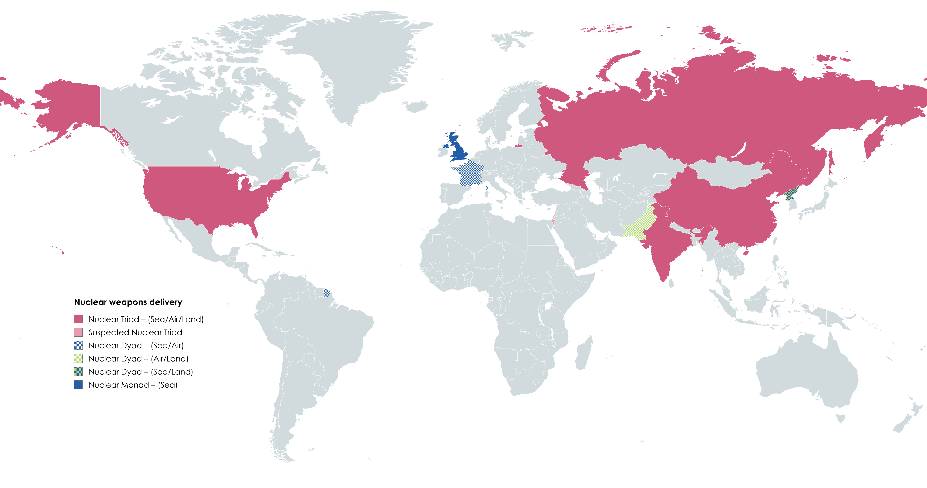 Nuclear Triad, Dyad, and Monad Nations Map