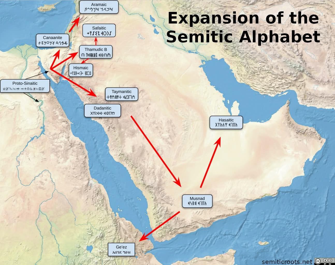 Expansion of Semitic Scripts Map