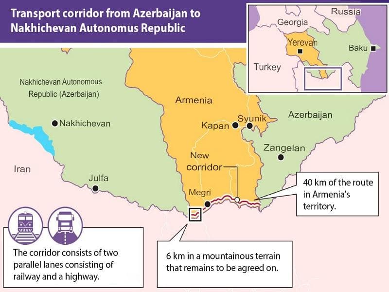 US-Armenia Corridor Control Map in Azerbaijan