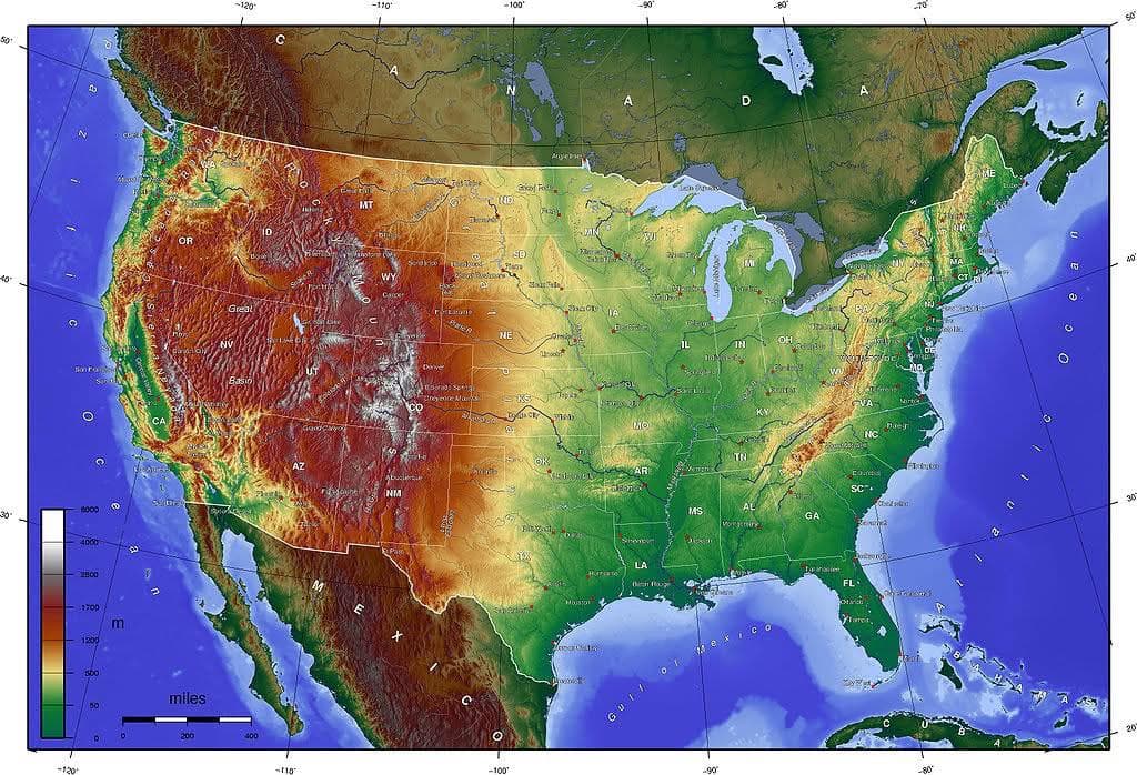 Topographic Map of the US