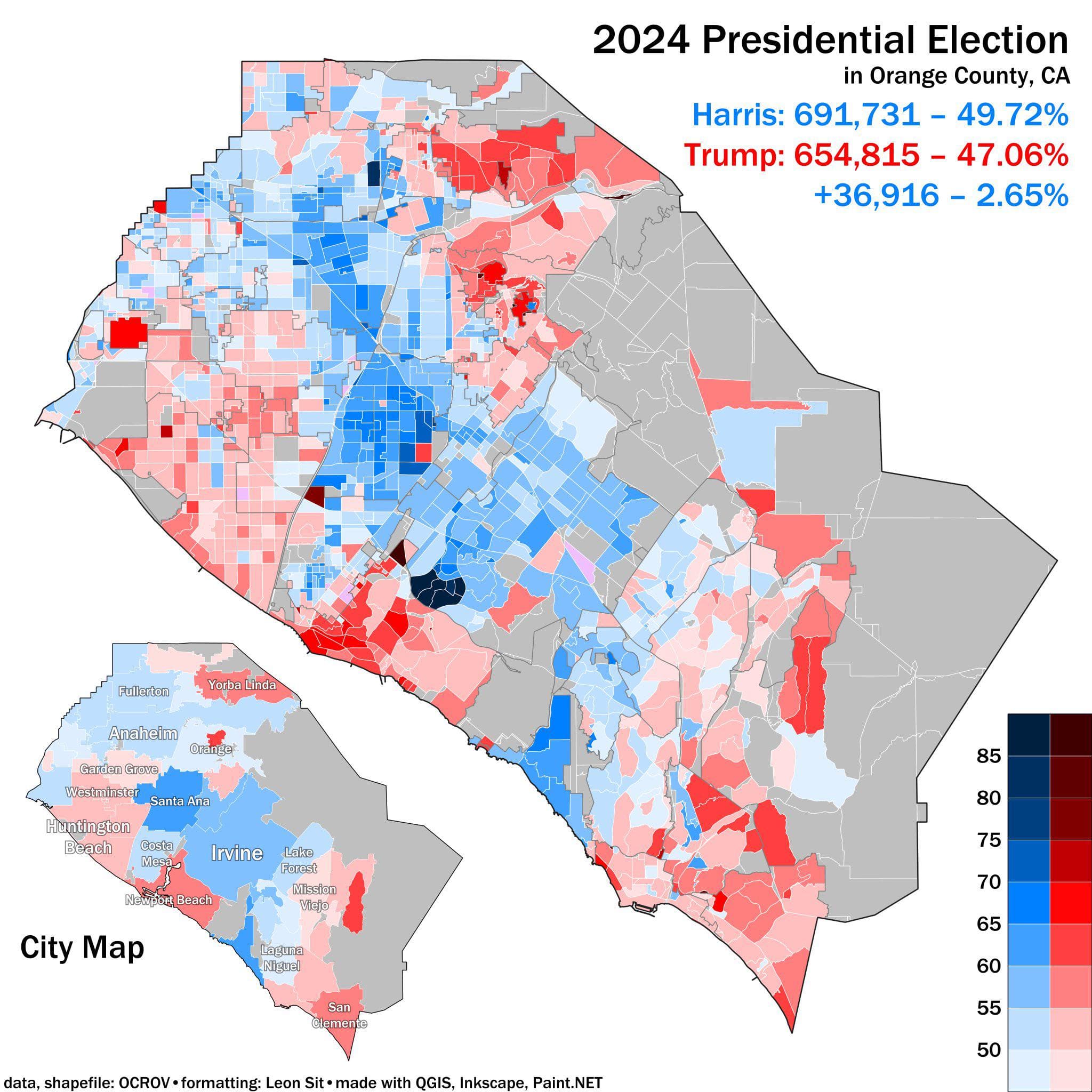 2024 Presidential Election Results Map Orange County CA