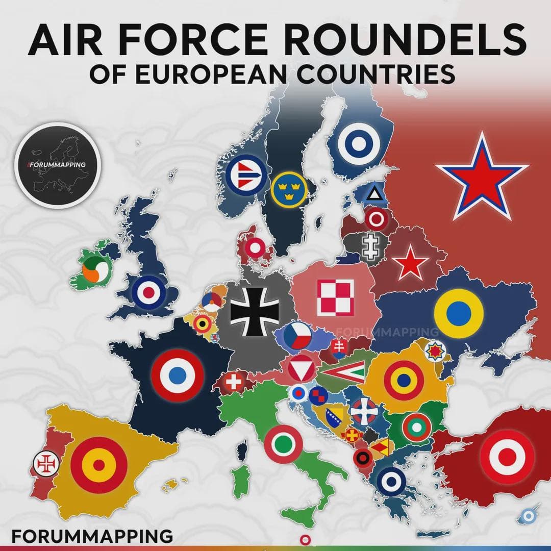 Air Force Roundels of European Countries Map